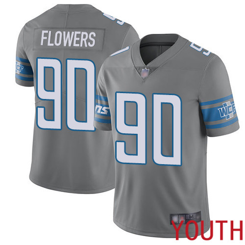 Detroit Lions Limited Steel Youth Trey Flowers Jersey NFL Football 90 Rush Vapor Untouchable